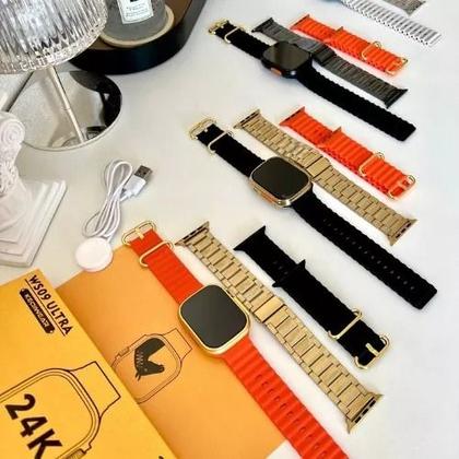 Imagem de Relógio Smart Digital Dourado GOLD WS09 3 pulseiras Original Masculino E Feminino Envio Já