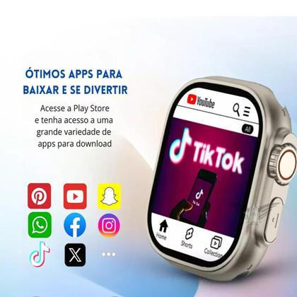 Imagem de Relógio Smart Ultra 5G AI Celular de Pulso Com WhatsApp Youtube Tik Tok e Mais