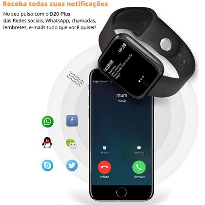 Imagem de Relógio Smart Watch Digital D20 Masculino / Feminino + Fone Bluetooth Sem Fio