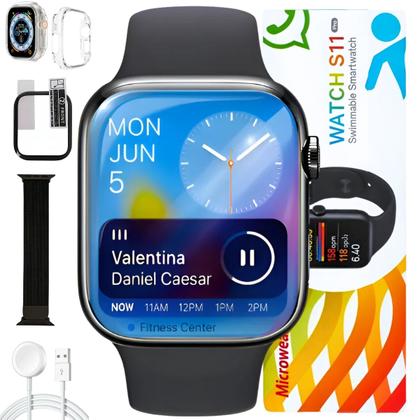 Imagem de Relogio Smart Watch S11 Pro Original Responde Mensagens 1Gb Gps Kit Com 2 Pulseiras Pelicula e Case