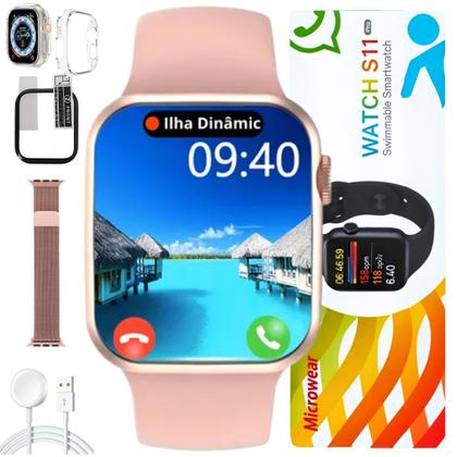Imagem de Relogio Smart Watch S11 Pro Original Responde Mensagens 1Gb Gps Kit Com 2 Pulseiras Pelicula e Case