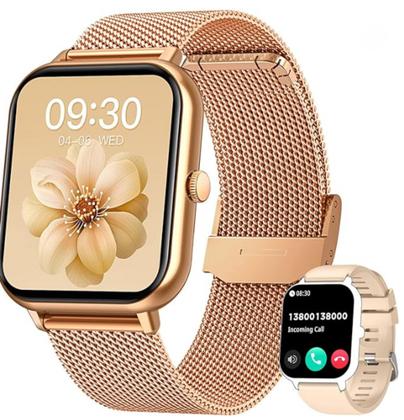 Imagem de Relogio Smartwatch Bluetooth Monitor de Frequência Cardíaca para iPhone Android (DOURADO)