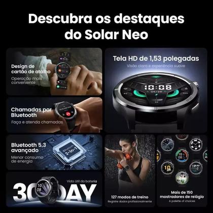 Imagem de Relogio Smartwatch Ecossistema Xiaomi, Haylou Solar Neo Amoled A Prova Dagua Modos De Esportes Masculino e Feminino IOS e Android CONECTA COM STRAVA