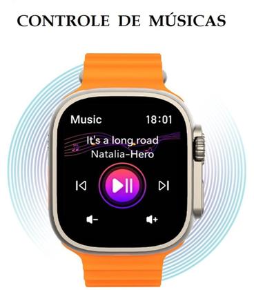 Imagem de Relogio Smartwatch Hd8 Ultra Plus Bussola Nfc Baixa Foto + Mostrador