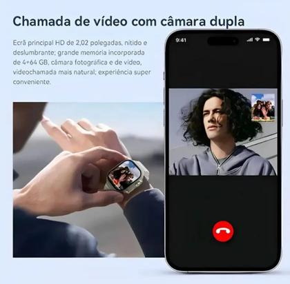 Imagem de Relógio Smartwatch HW Ultra 2 Call 4G e 5G Chip (Nano) Wi-Fi - Prata