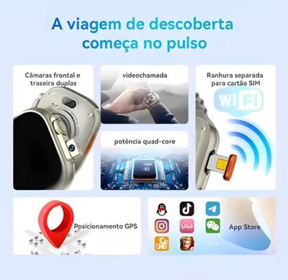 Imagem de Relógio Smartwatch HW Ultra 2 Call 4G e 5G Chip (Nano) Wi-Fi - Prata