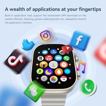 Imagem de Relógio Smartwatch HW Ultra 2 Entrada de Chip 5G 2GB Ram 64gb Processador QuadCore Android Duas Câmeras, WiFi, GPS, 7 Pulseiras e FONE TWS Sem Fio