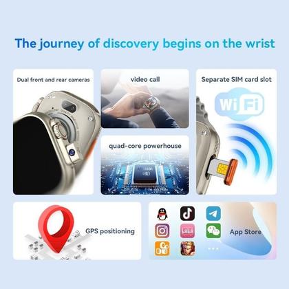 Imagem de Relógio Smartwatch HW Ultra 2 Entrada de Chip 5G 2GB Ram 64gb Processador QuadCore Android Duas Câmeras, WiFi, GPS, 7 Pulseiras e FONE TWS Sem Fio