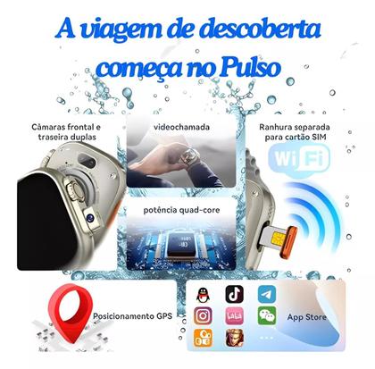Imagem de Relógio Smartwatch Hw Ultra2 Entrada Para chip 4G 2GB Ram 64gb Android Amoled 2 Cameras Wifi Android 8.1 com Play Store