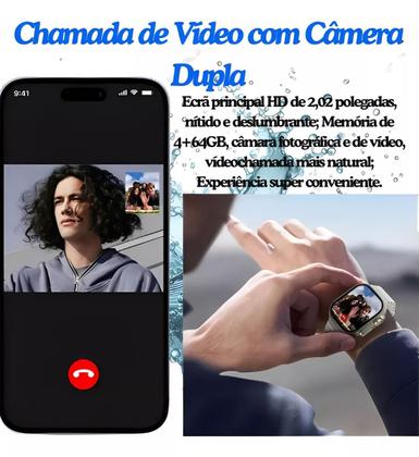 Imagem de Relógio Smartwatch Hw Ultra2 Entrada Para chip 4G 2GB Ram 64gb Android Amoled 2 Cameras Wifi Android 8.1 com Play Store