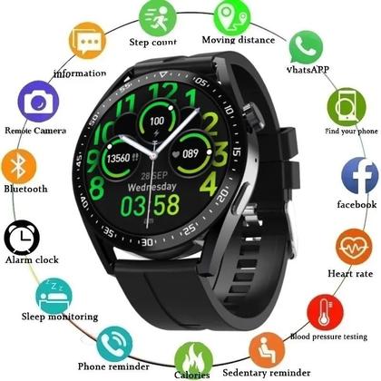 Imagem de Relogio Smartwatch Inteligente Digital HW28 Preto Tela Redonda Full Touch Ultra Hd Envio Imeadito
