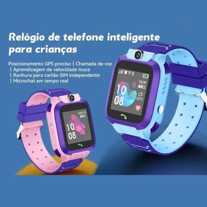 Imagem de Relógio Smartwatch Inteligente Infantil Com GPS Localizador Rastreador e Chip Chamada de Voz e Botão SOs