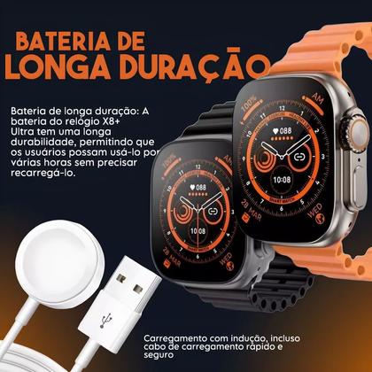 Imagem de Relógio Smartwatch Laranja X8 Ligações Bluetooth Indução