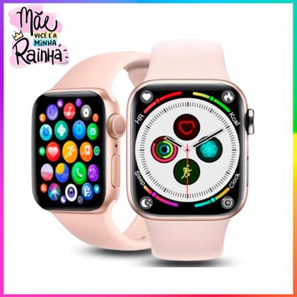 Imagem de Relogio Smartwatch Presente para a Mãe Feminino Preto Serie 9 Rosa Whatsapp Facebook Ligação Original