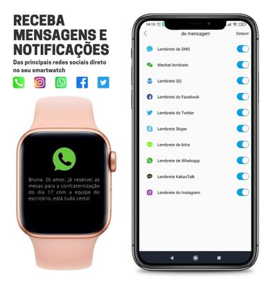 Imagem de Relogio Smartwatch Presente para a Mãe Feminino Preto Serie 9 Rosa Whatsapp Facebook Ligação Original