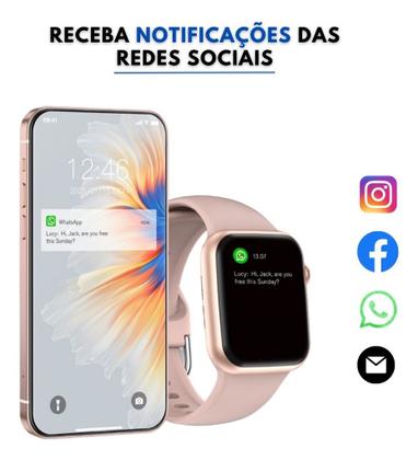 Relogio Smartwatch Rosa Feminino W99+ Whatsapp Facebook Ligação ...