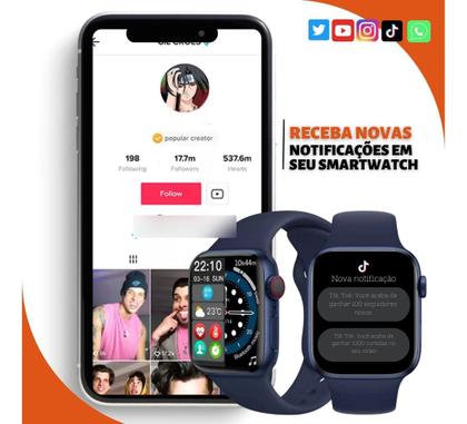 Imagem de Relógio Smartwatch Rosa para Celulares Samsung e Motorola - Compatível