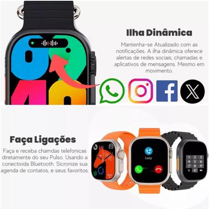 Imagem de Relógio Smartwatch Ultra 2 Com 6 Pulseiras Masculino Feminino Lançamento 2025