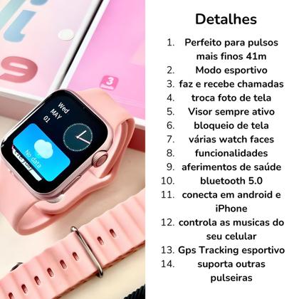 Imagem de Relógio Smartwatch Watch X Mini 38mm Pulso fino  2 pulseiras lançamento 2024 feminino modo esportivo corrida academia monitor de saúde GPS e NFC