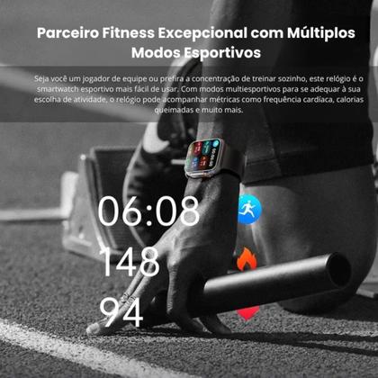 Imagem de Relógio T800 Ultra Preto Fitness NFC Faz Ligações Bluetooth com Design Exclusivo