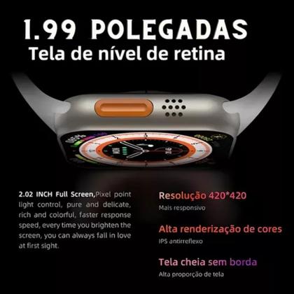 Imagem de Relógio T800 Ultra Preto Series 8 Faz Ligações e Troca Pulseira