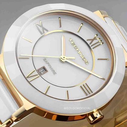Imagem de Relógio Technos Ceramic Saphire Branco Dourado 2015BV/4B