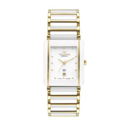 Imagem de Relógio Technos Ceramic Saphire Branco/Dourado Feminino Gn10