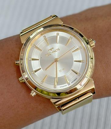 Imagem de Relógio Technos Curvas gira Digital e Analogico 2 em 1 Dourado