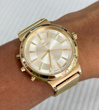 Imagem de Relógio Technos Curvas gira Digital e Analogico 2 em 1 Dourado