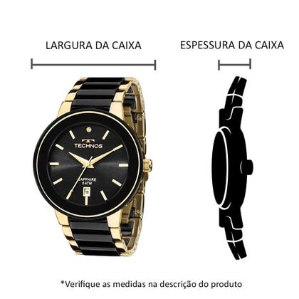 Imagem de Relógio TECHNOS feminino dourado cerâmica strass 2115KRS/4P