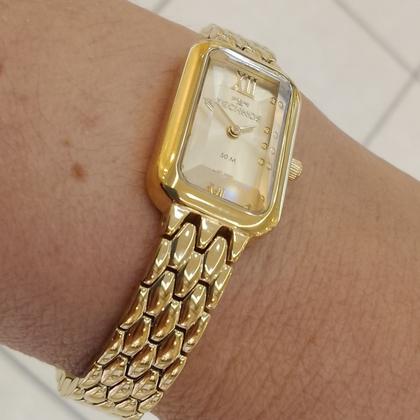 Imagem de Relogio Technos feminino dourado pequeno mini quadrado retangular algarismo romano sofisticado luxo 5Y20LO/1D