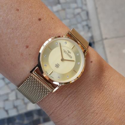 Imagem de Relogio Technos feminino dourado pequeno slim fino vidro de safira 2025LTX/1X