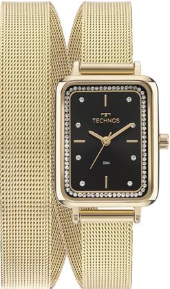Imagem de Relógio Technos Feminino Elegance Retangular Mini 2 Pulseira Voltas Dourado GL32AP/1P