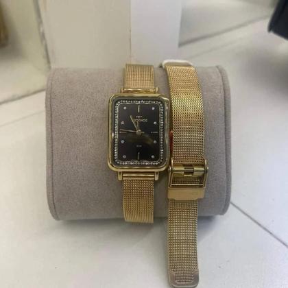 Imagem de Relógio Technos Feminino Elegance Retangular Mini 2 Pulseira Voltas Dourado GL32AP/1P