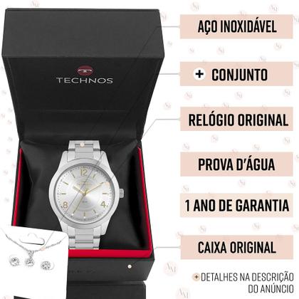 Imagem de Relógio Technos Feminino Prata Original Prova Dágua Garantia