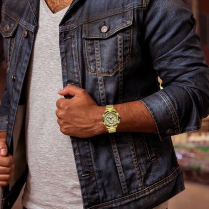 Imagem de Relógio Technos Masculino Analógico Legacy Classico Redondo Robusto Prova Dágua Casual Dourado JS26AW/1D