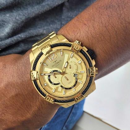 Imagem de Relógio Technos Masculino Analógico Legacy Classico Redondo Robusto Prova Dágua Casual Dourado JS26AW/1D