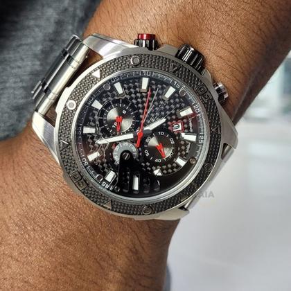 Imagem de Relógio Technos Masculino Analógico Performance TS Carbon Quartz Redondo Robusto Cronógrafo Prova Dágua 10 ATM Casual Prata JS15FR/1P