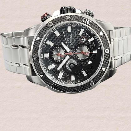 Imagem de Relógio Technos Masculino Analógico Performance TS Carbon Quartz Redondo Robusto Cronógrafo Prova Dágua 10 ATM Casual Prata JS15FR/1P