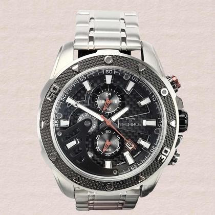Imagem de Relógio Technos Masculino Analógico Performance TS Carbon Quartz Redondo Robusto Cronógrafo Prova Dágua 10 ATM Casual Prata JS15FR/1P