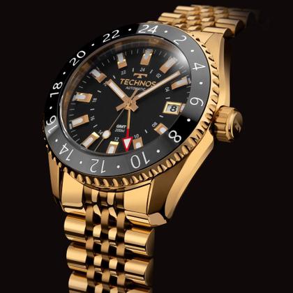 Imagem de Relógio Technos Masculino Automatico GMT Dourado - NH34AB/T1P