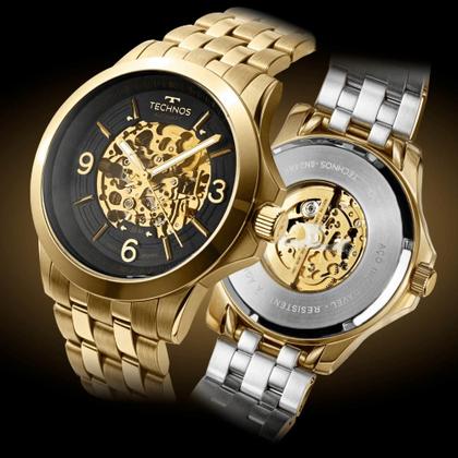 Imagem de Relógio Technos Masculino Automático Skeleton Dourado - 8N24AK/4P