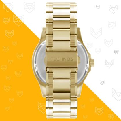 Imagem de Relógio Technos Masculino Dourado Preto Prova d'água com garantia de 1 ano com carteira