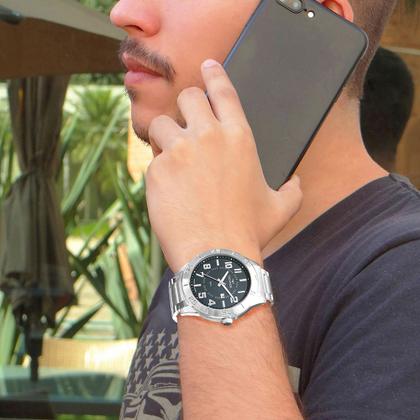 Imagem de Relógio Technos Masculino Dourado Preto Prova d'água com garantia de 1 ano com carteira