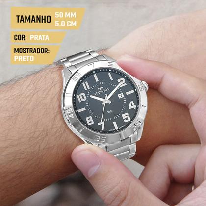 Imagem de Relógio Technos Masculino Dourado Preto Prova d'água com garantia de 1 ano com carteira