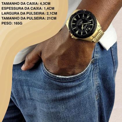 Imagem de Relógio Technos Masculino Performance Skydiver Aço Inox Digital Analógico Robusto Dourado WT205GA/1P