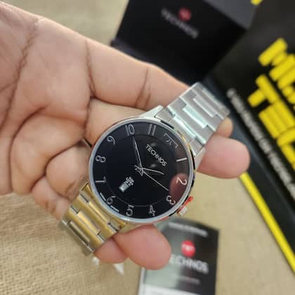 Imagem de Relógio Technos Masculino Slim Prata Vidro de Safira e Mostrador Preto GM10YQ/1P