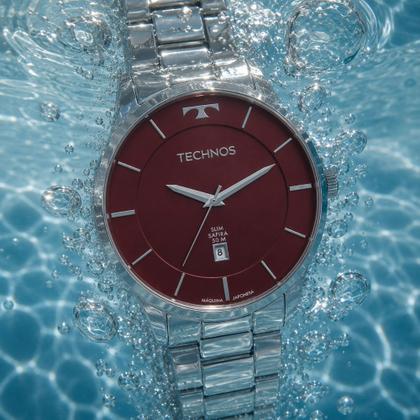 Imagem de Relogio technos prata slim GM10YQ/1N brinde pulseira couro