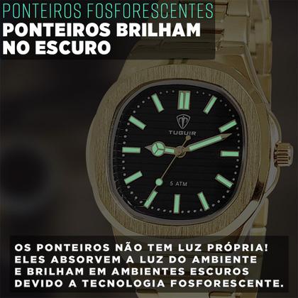 Imagem de Relógio Tuguir Masculino Dourado Analógico 1 Ano De Garantia
