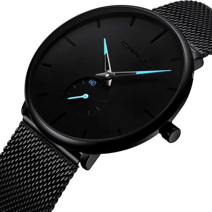 Imagem de Relógio Ultra Fino Masculino Luxo Casual + Colar Dois Anéis